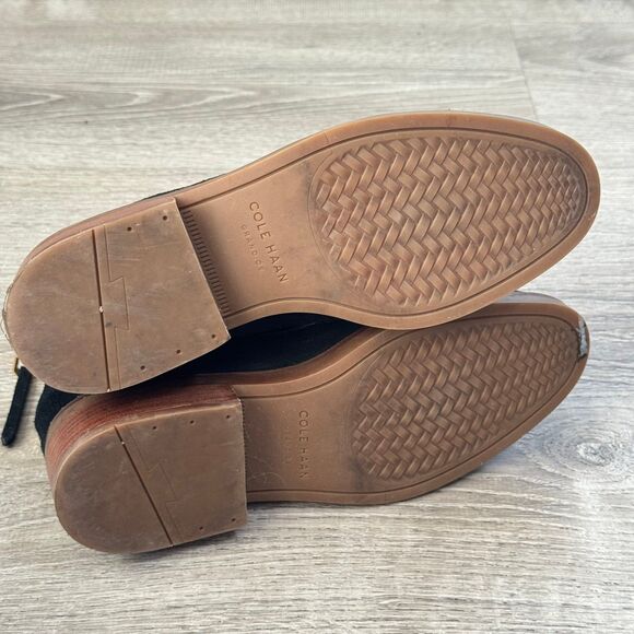 Cole Haan Grand Riona Ankle Bootie Slouch Back Zip Black Suede Womens Size 7B - Picture 7 of 9